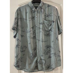 Molokai Surf Co Mens XL Hawaiian Shirt Palm Leaves Aloha 100 % Rayon Green